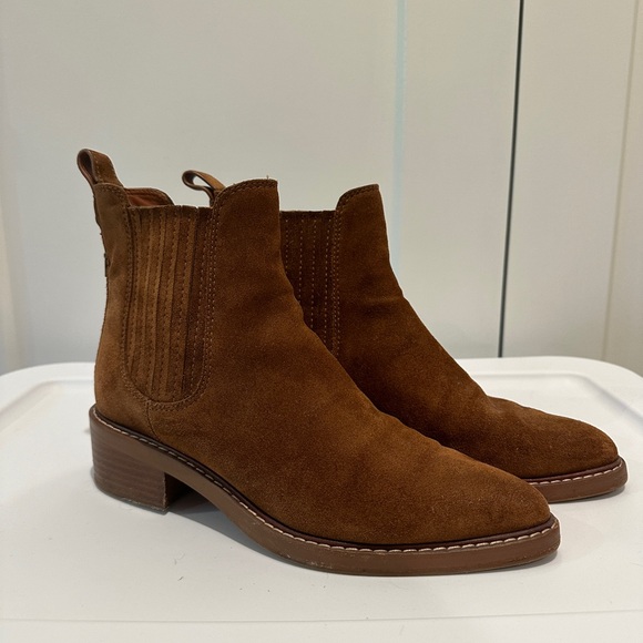 Coach Bowery Suede Chelsea Boots in Cognac - Picture 2 of 7